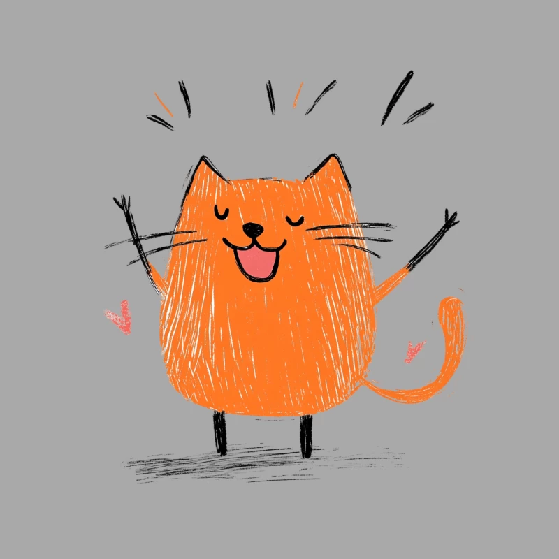 Cheerful Orange Cartoon Cat: A Cute and Simple Illustration Female Pullover Hoodie
