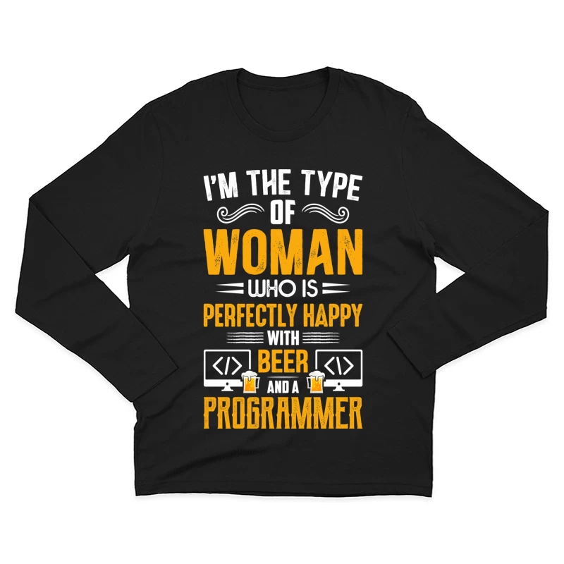 Femme, bière et programmation Homme Manches Longues T-Shirt