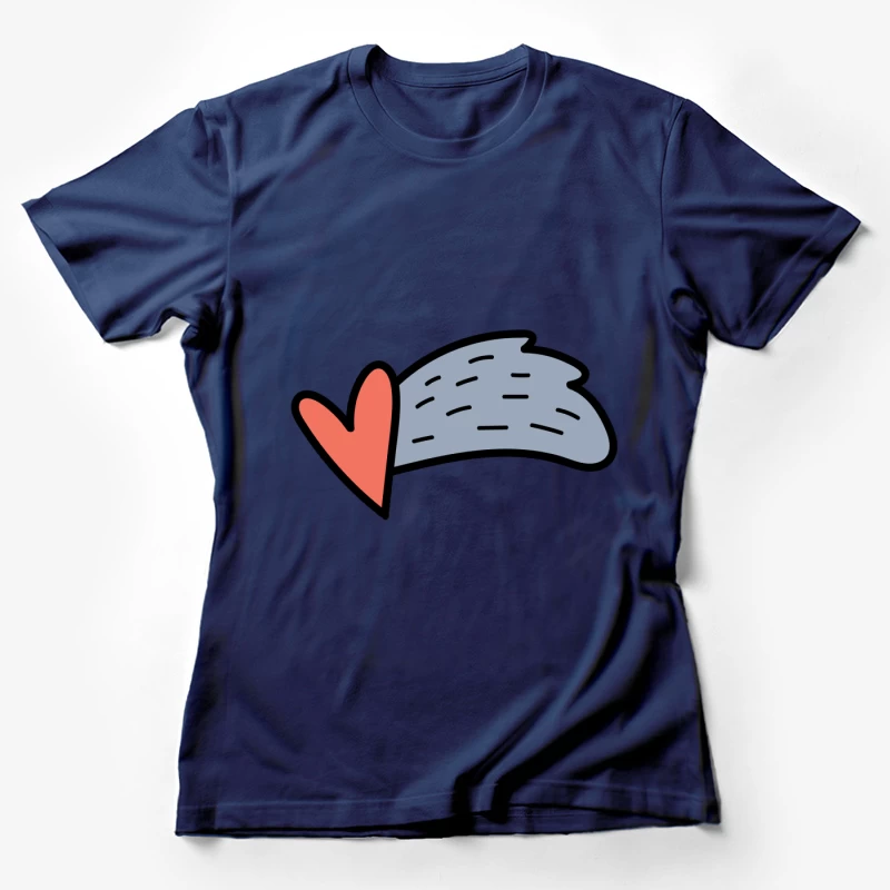 Design de cœur et aile artistique Femme T-Shirt