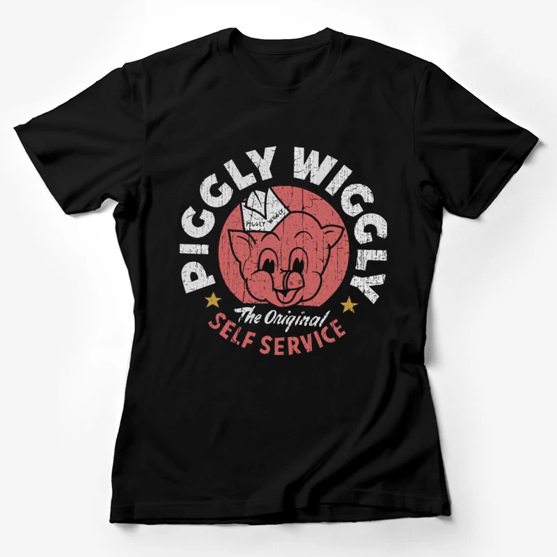 Vintage Pig Self Service Restaurant Logo Design Female T-Shirt