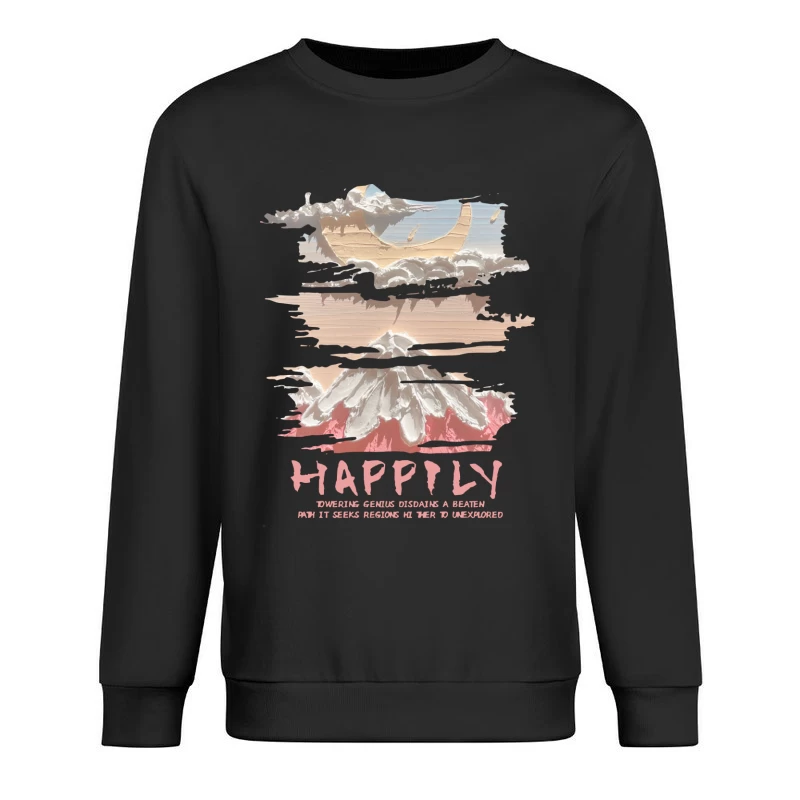 Wolkenberg und Mond Herren Pullover Sweatshirt