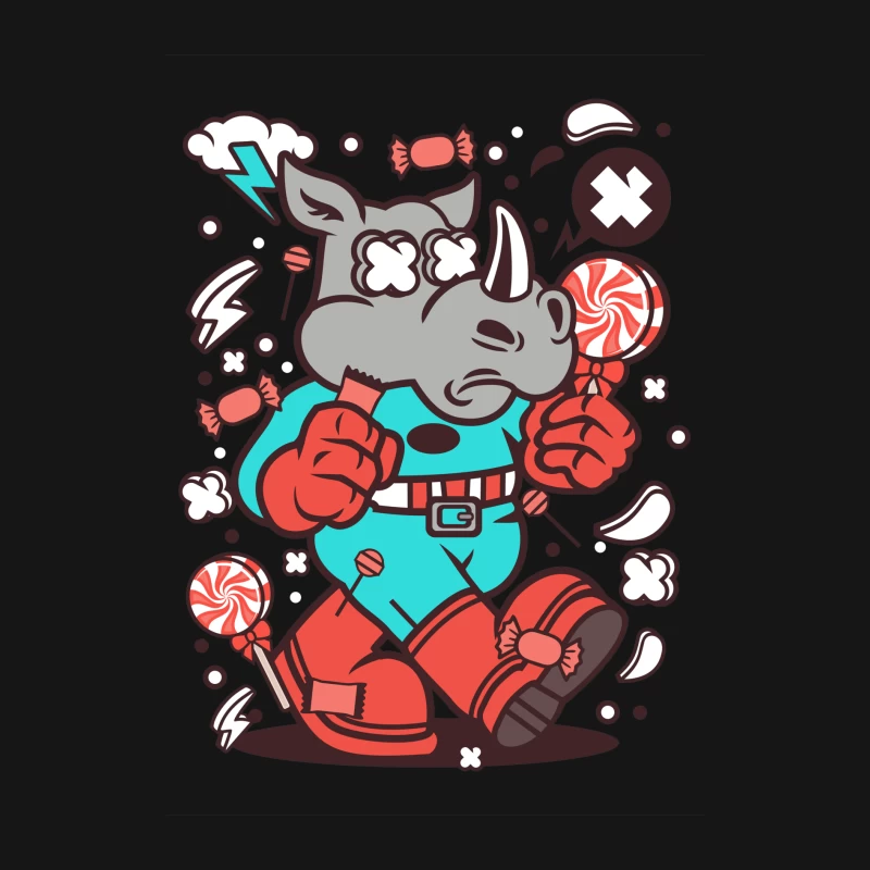 Rhino super-héros, sucettes et bonbons Femme Manches Longues T-Shirt