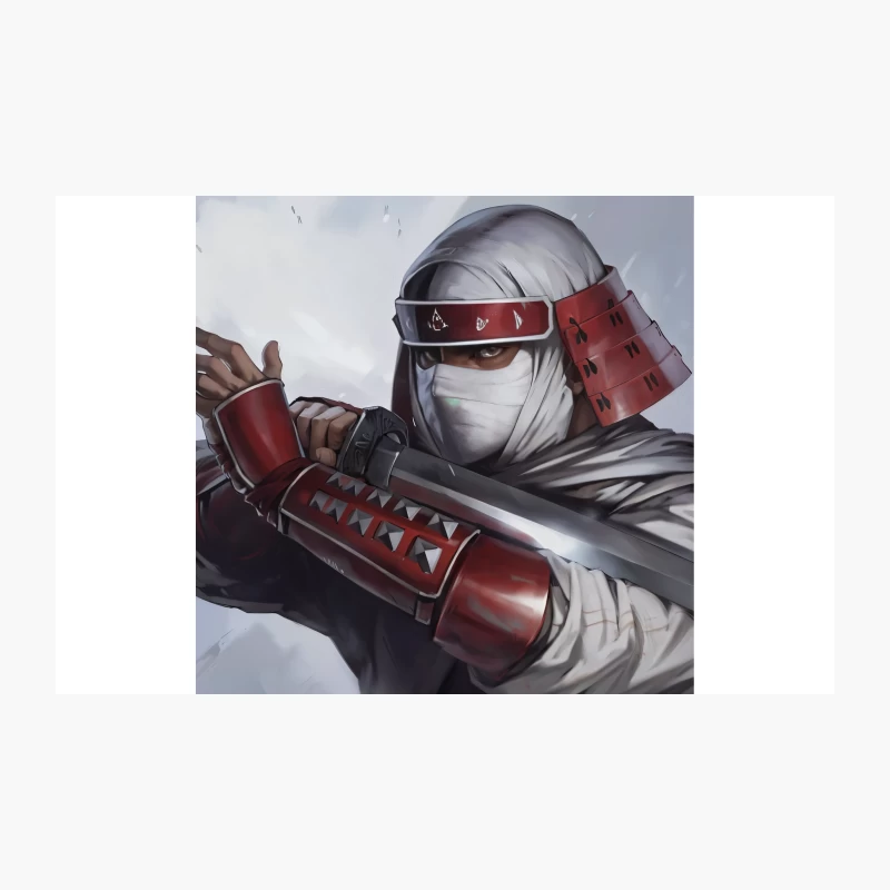 Masked Ninja Warrior with Red Armor and Sword Travel Mug