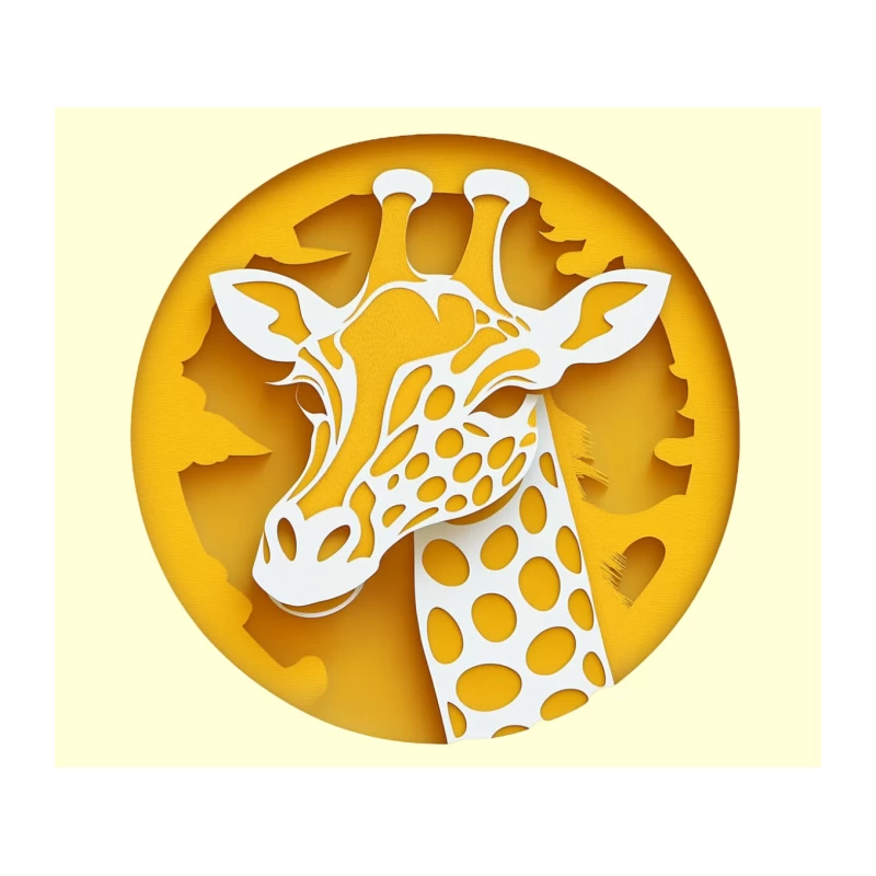 Geometric Giraffe Paper Art in Yellow Circle Tapestry