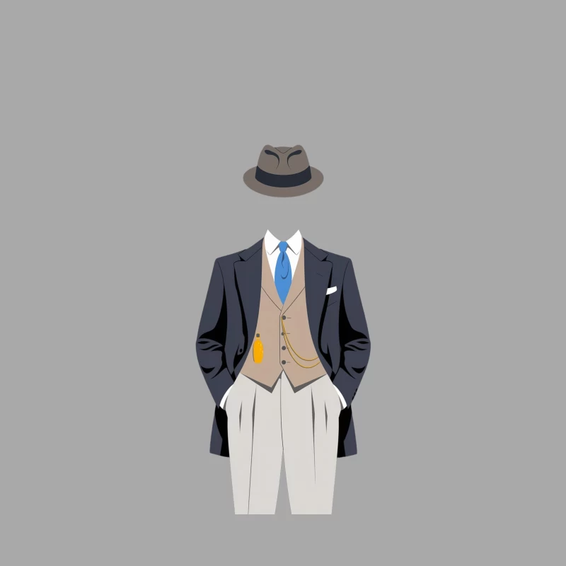 Vintage-Inspired Men's Formal Business Attire with Fedora Female Pullover Hoodie