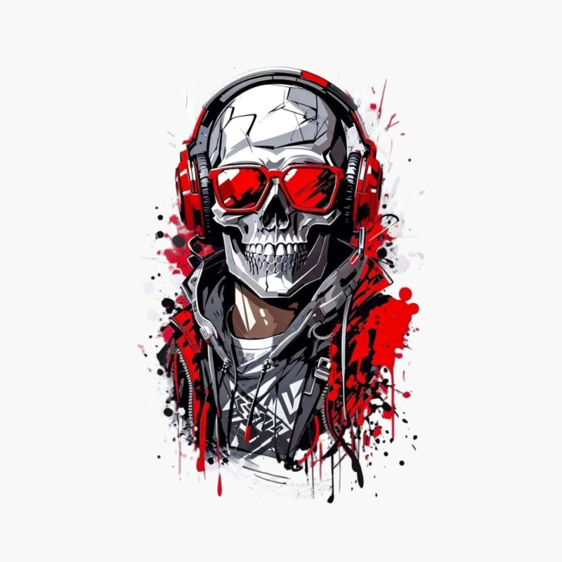 Cool Urban Skull with Headphones Cotton Tote Bag