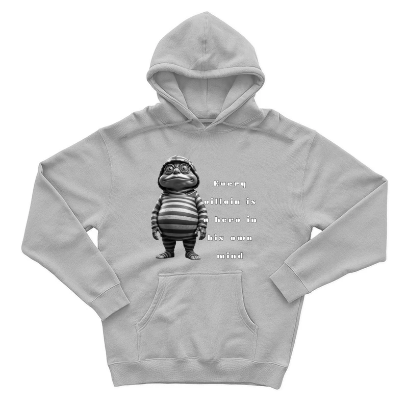 Quirky Cartoon Dinosaur in Striped Outfit and Glasses Male Pullover Hoodie