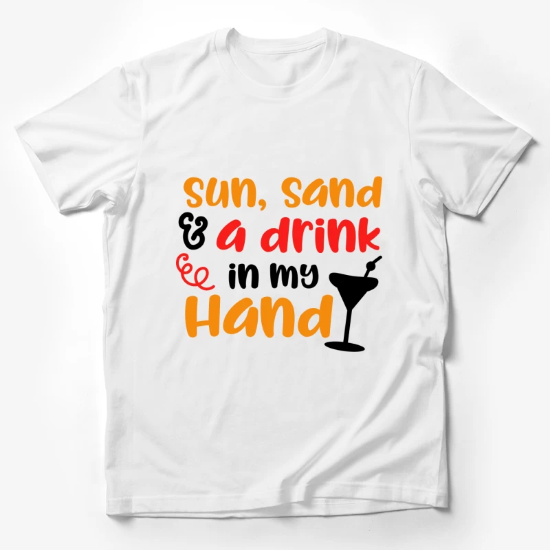 Été, Sable et Boisson à la Main Homme T-Shirt