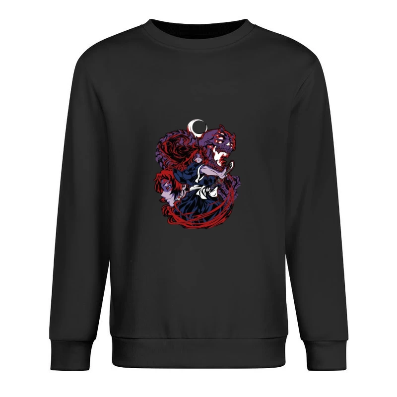 Anime-Krieger mit Dämonen und Schwert Herren Pullover Sweatshirt