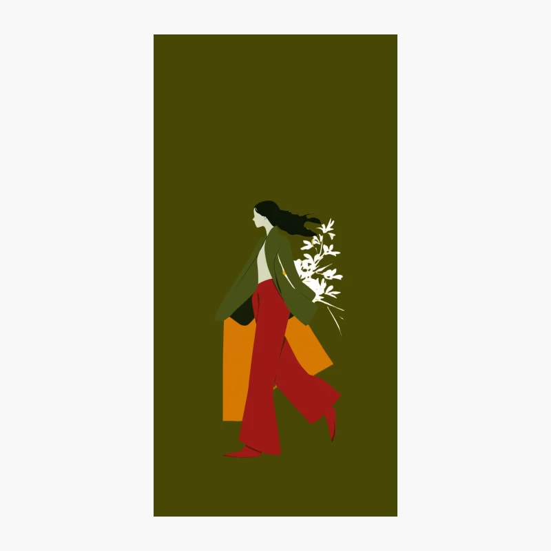 Modern Minimalist Fashion Illustration of Walking Woman iPhone Case