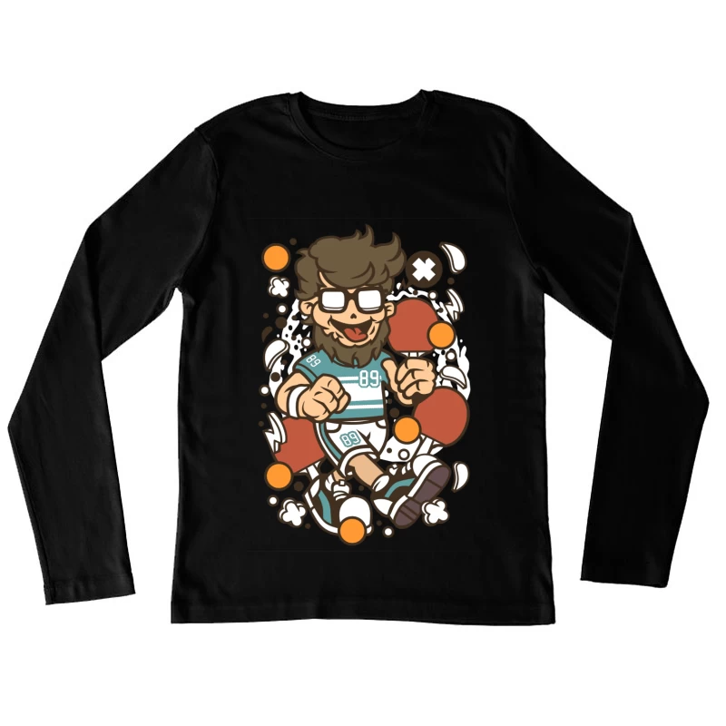 Joueur de ping-pong stylisé avec énergie dynamique Femme Manches Longues T-Shirt