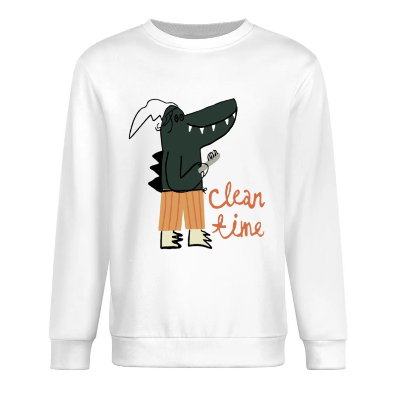 Krokodil mit Zahnbürste: Saubere Zeit Herren Pullover Sweatshirt