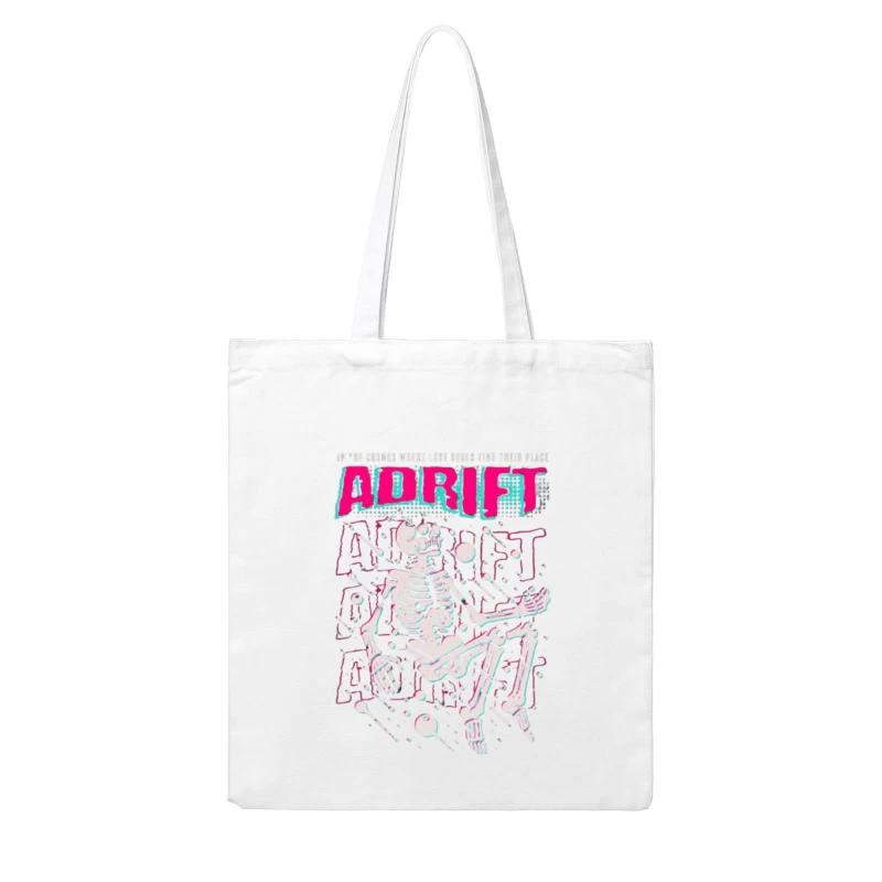 Adrift Skeletal Typography Design in Retro Punk Style Cotton Tote Bag