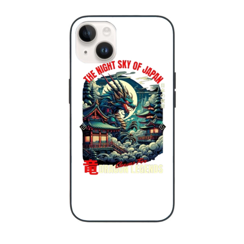 Mythical Dragon Under Japanese Night Moon iPhone Case