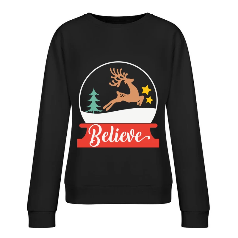Boules à neige de Noël avec renne sautant Femme Sweat-shirt à enfiler