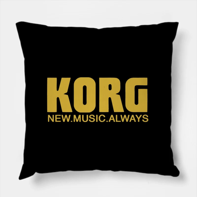 Korg Music Equipment Brand Logo in Yellow Throw Pillow