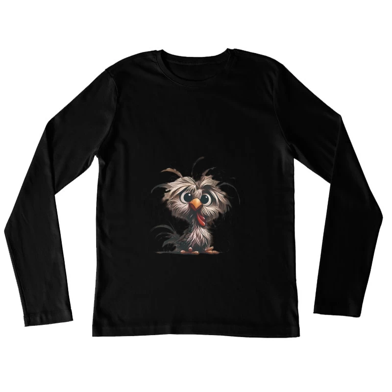 Oiseau Cartoon Fluffy Femme Manches Longues T-Shirt