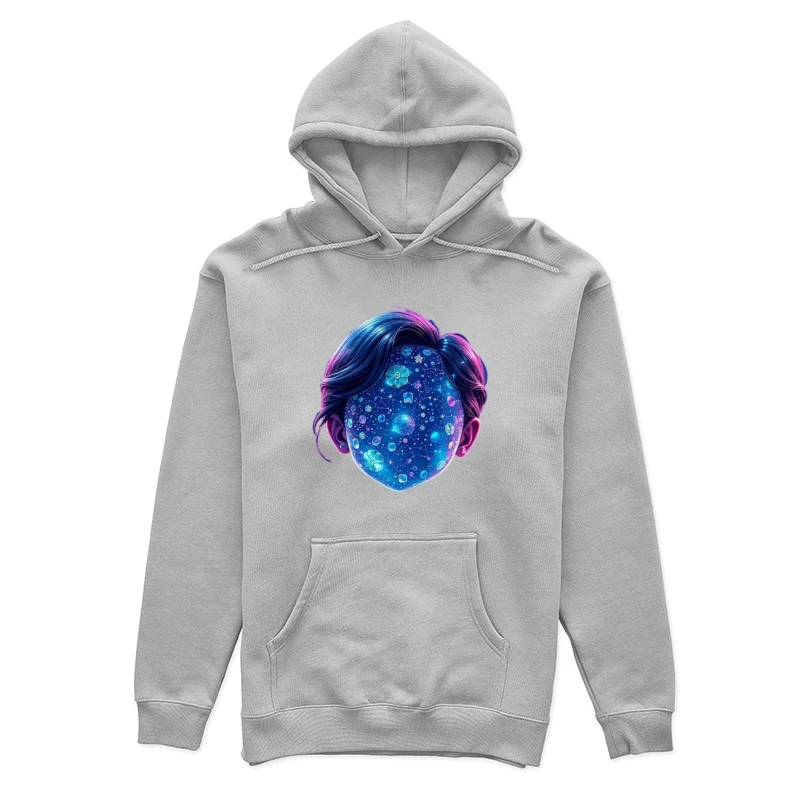 Ethereal Cosmic Portrait with Galaxy-Patterned Face Female Pullover Hoodie