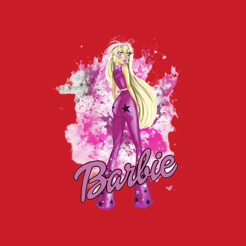 Lila Barbie Mode Illustration Herren Pullover Hoodie