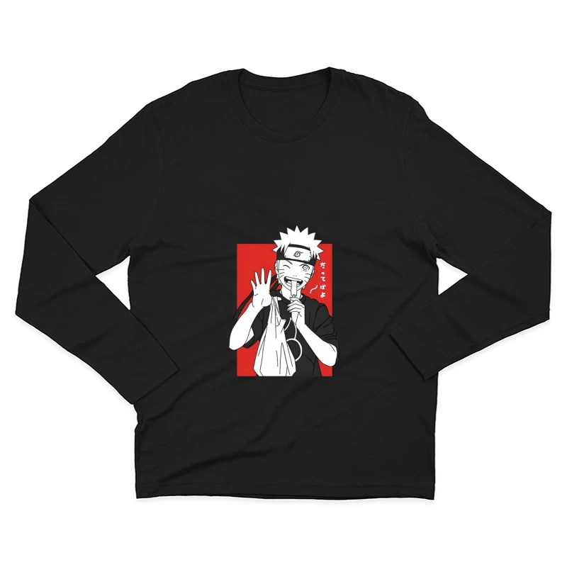 Anime-Charakter mit Einkaufstüte Herren Langarm T-Shirt