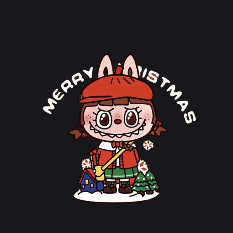 Niedliches festliches Mädchen mit Weihnachtsgruß Damen Pullover Hoodie