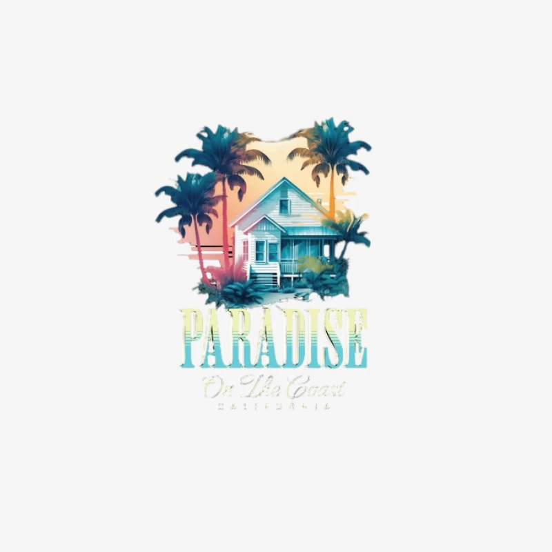 Paradis sur la Côte avec des Palmiers et une Maison Femme Sweat-shirt à enfiler