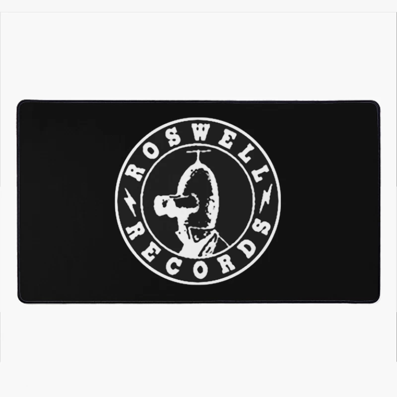 Roswell Records Black and White Circular Logo Desk Mat