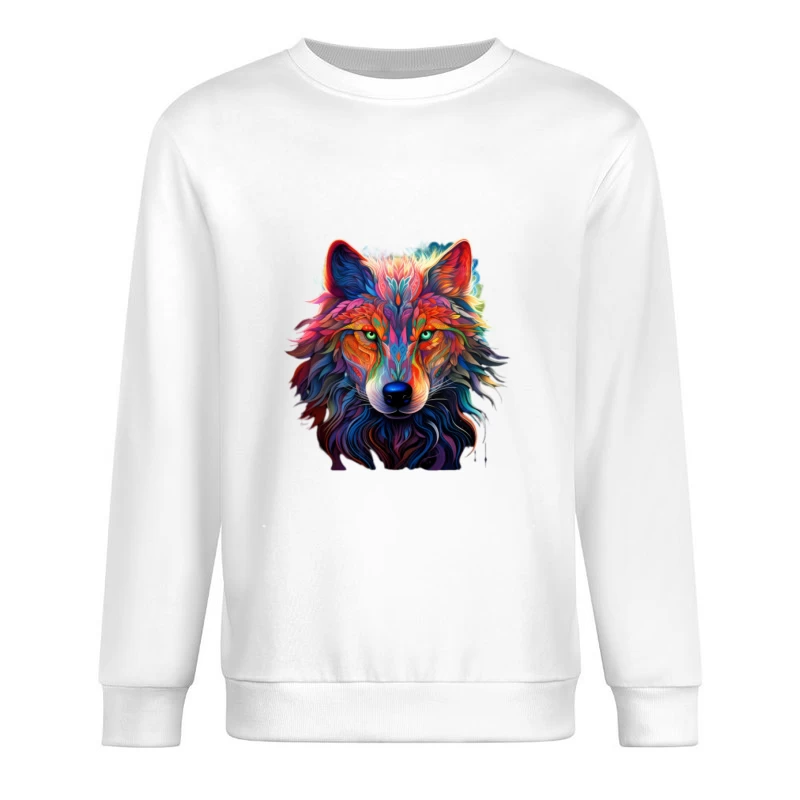 Bunter Wolf im Kunstdesign Herren Pullover Sweatshirt