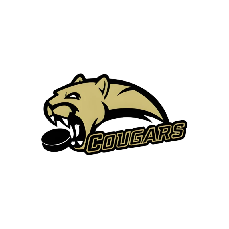 Gold and Black Cougar Hockey Team Mascot Logo Pin