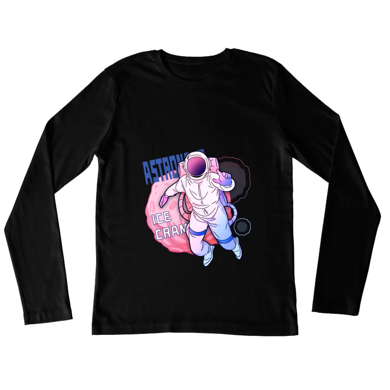 Astronaut genießt Eis im Weltraum Damen Langarm T-Shirt