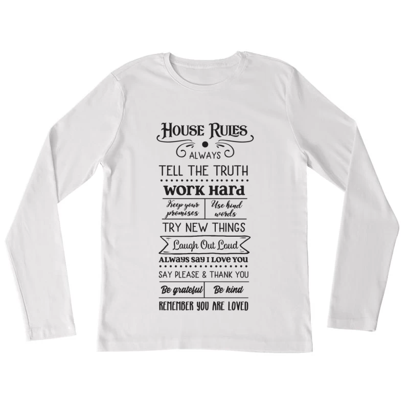 Règles de maison pour une vie heureuse Femme Manches Longues T-Shirt