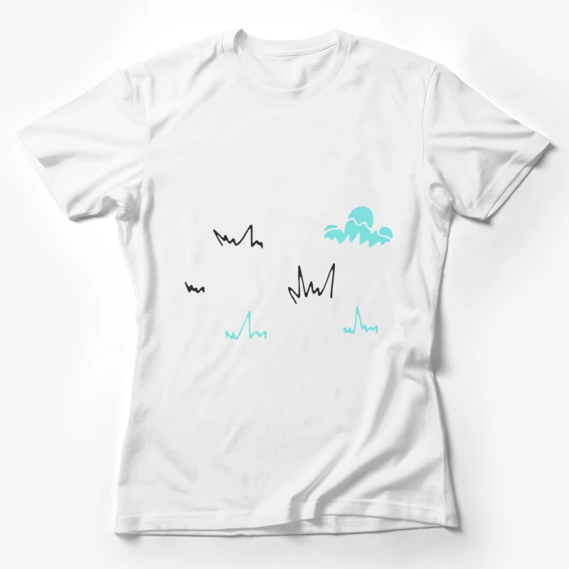 Illustration abstraite avec nuages et traits Femme T-Shirt