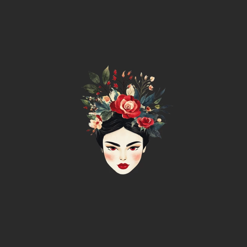 Artistic Floral Portrait: Woman with Rose Headdress Baseball Cap