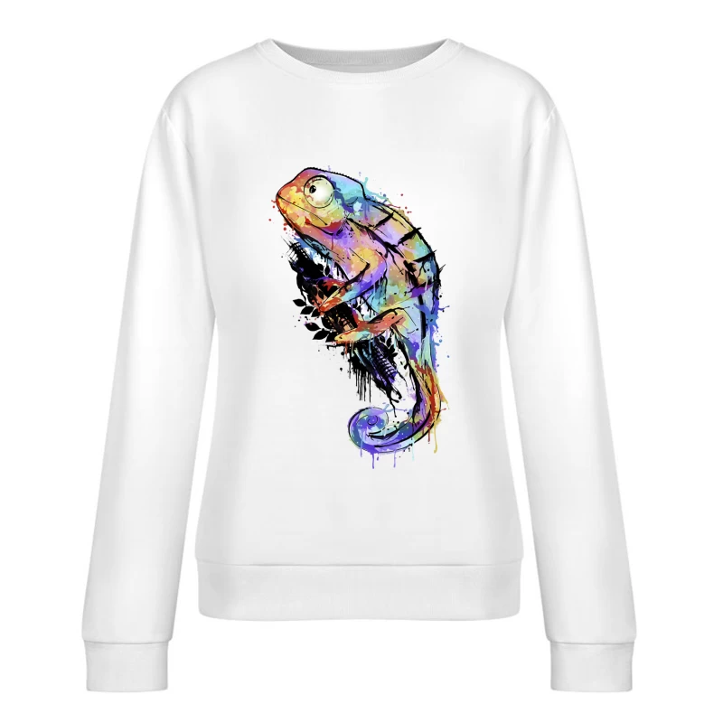 Bunter Chamäleon-Kunst Damen Pullover Sweatshirt