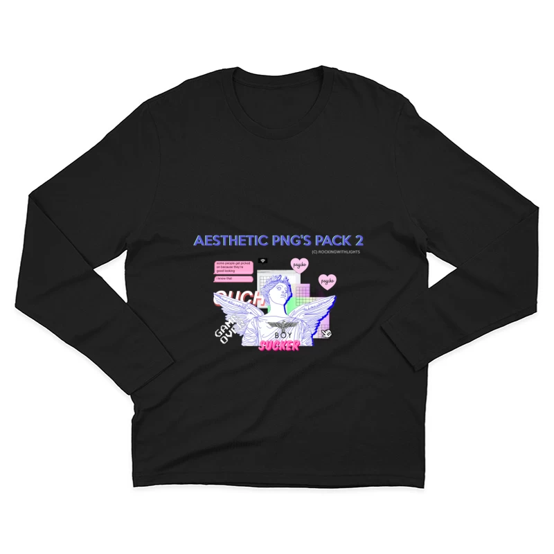 Ästhetische Grafik mit antiker Statue und modernen Elementen Herren Langarm T-Shirt