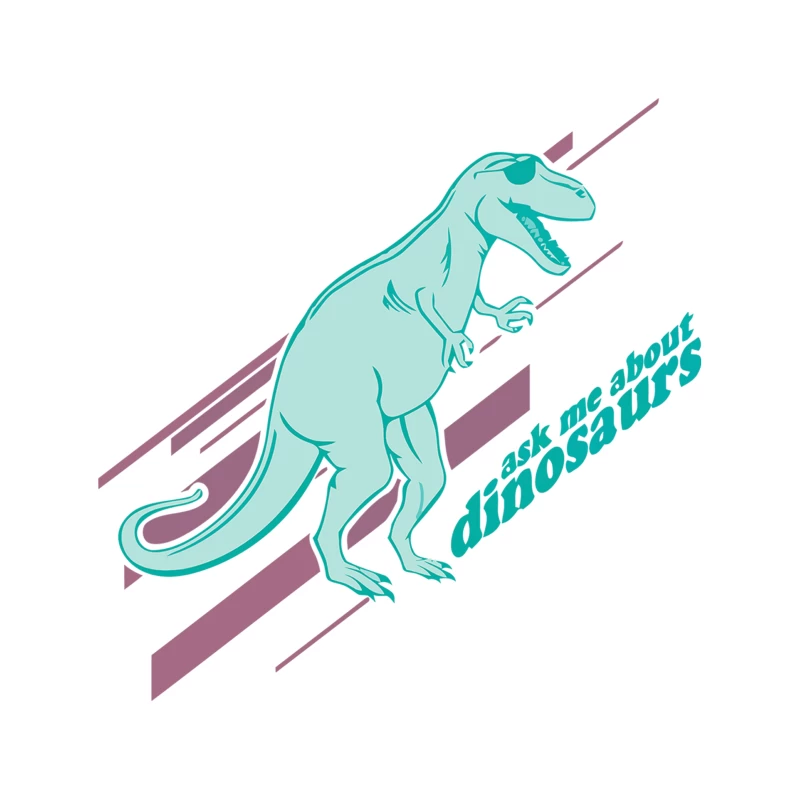 Retro Teal T-Rex with "Ask Me About Dinosaurs" Text Tapestry