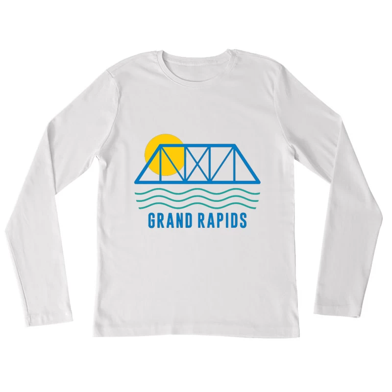 Grand Rapids City Logo with Bridge and Water Design Female Long Sleeve T-Shirt