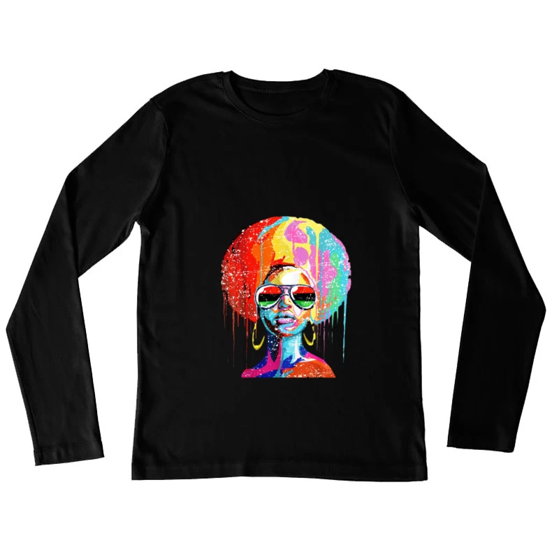 Bunte Afro-Kunst mit Sonnenbrille Damen Langarm T-Shirt