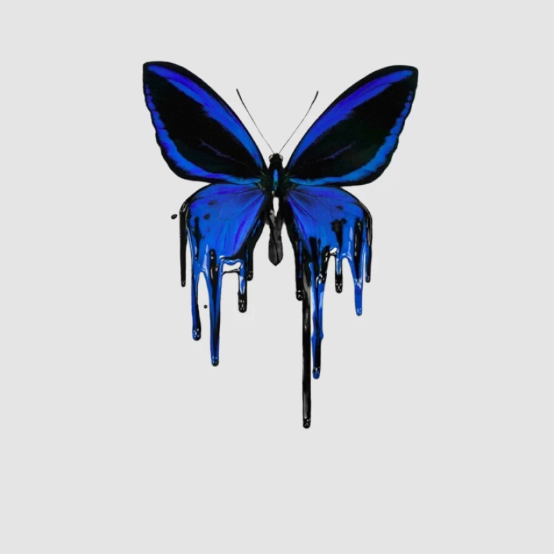 Blaue Schmetterling mit Tropfen-Effekt Damen Pullover Hoodie