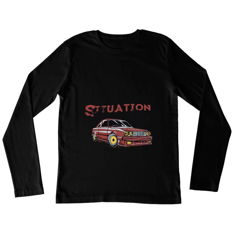 Klassisches Auto-Design mit Rennflaggenthema Damen Langarm T-Shirt