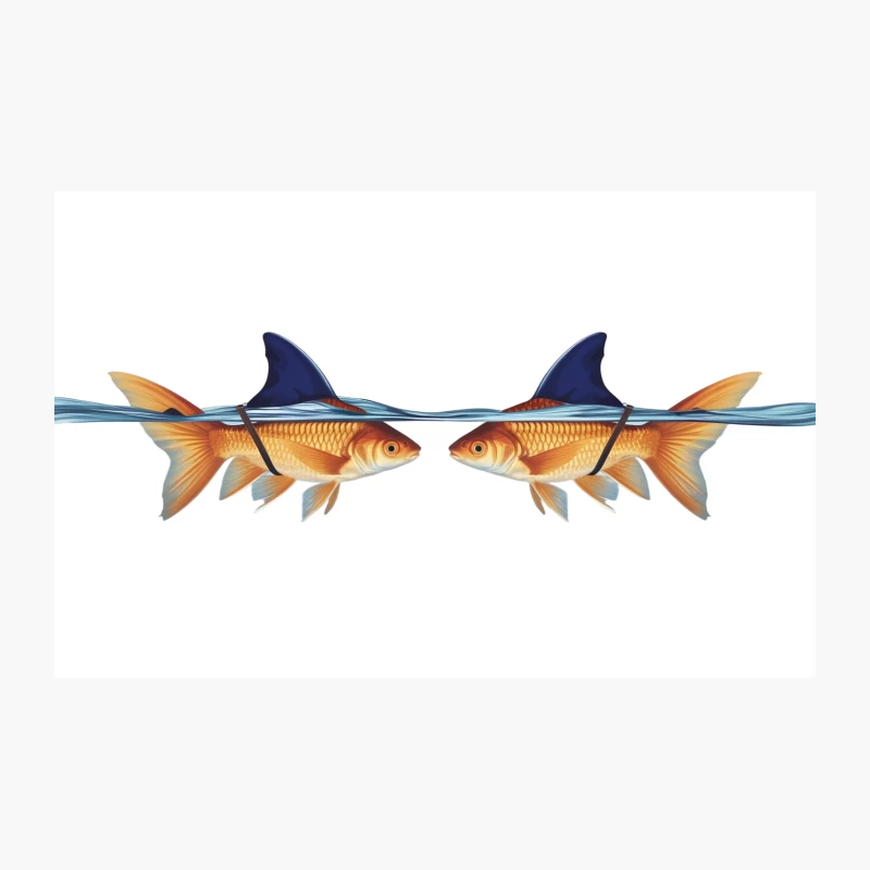 Surreal Goldfish with Shark Fins: A Creative Aquatic Illusion Travel Mug