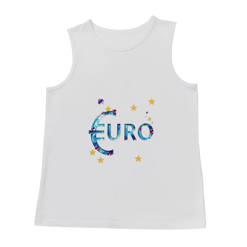 Decorative Crystal Euro Symbol with European Stars Male Tank Top