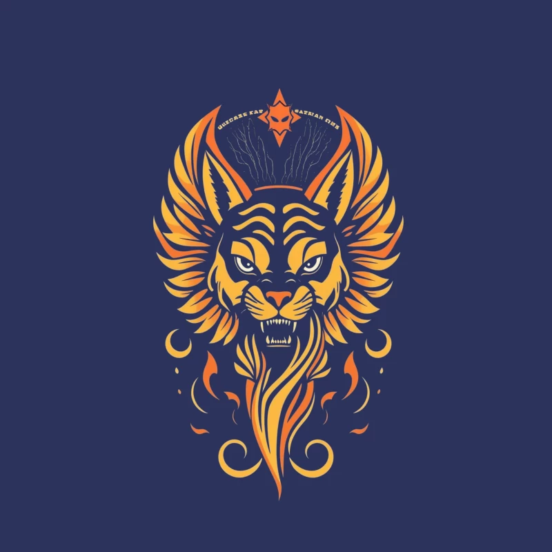 Fierce Winged Lion Illustration Male T-Shirt
