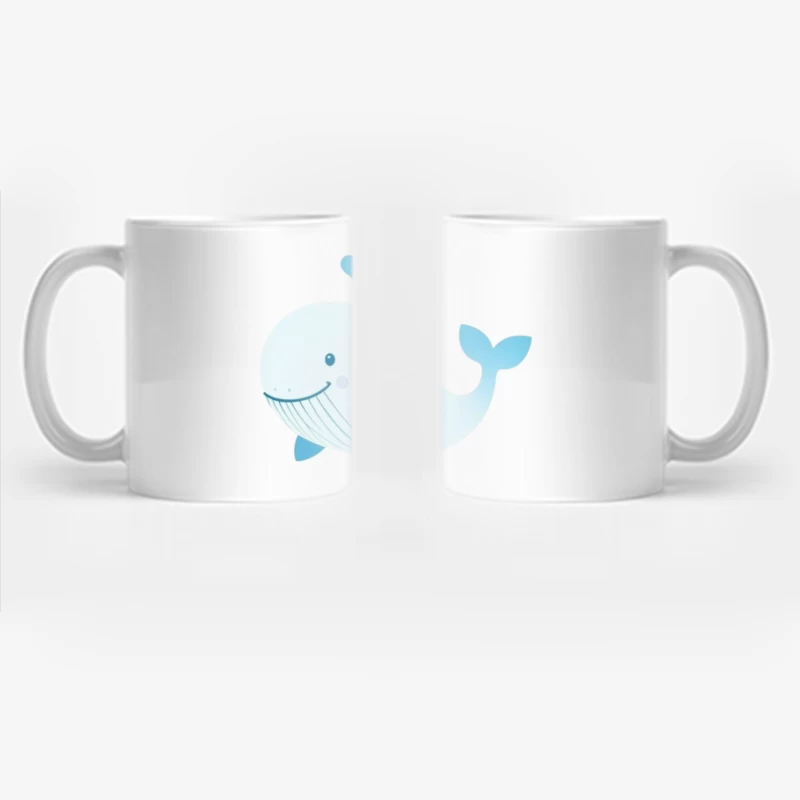 Cute Blue Cartoon Whale Illustration Coffee Mug