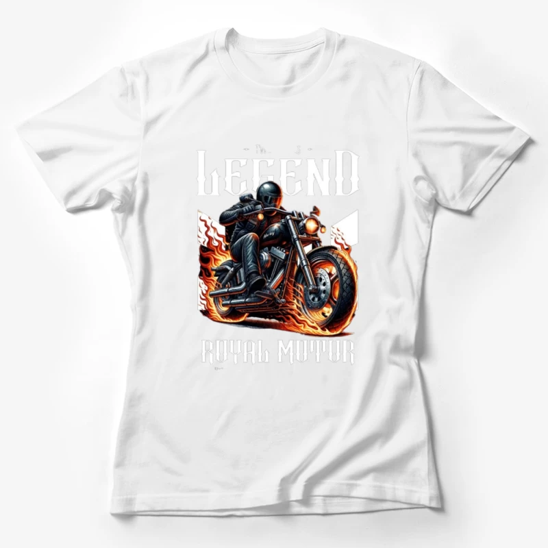 Legendary Flaming Royal Motor Black Motorcycle Illustration Female T-Shirt