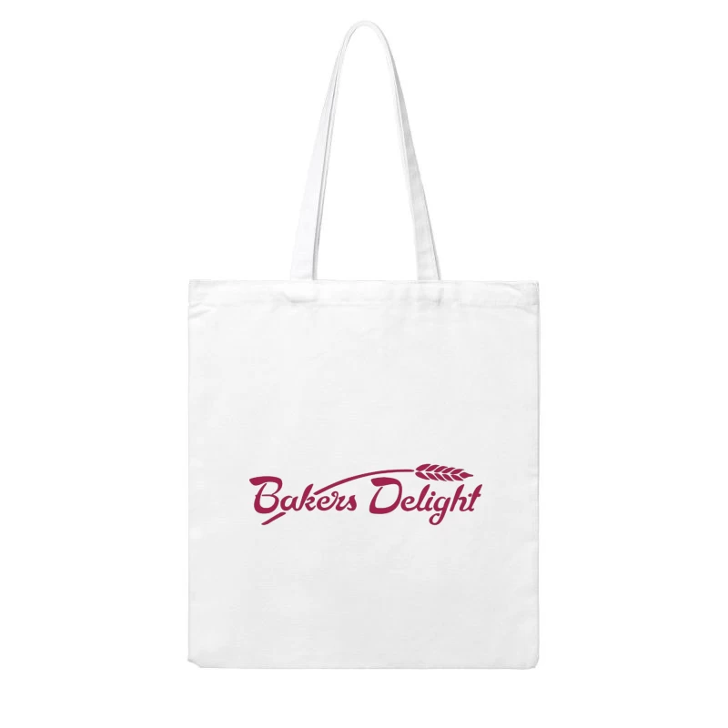 Bakers Delight Burgundy Cursive Logo with Wheat Symbol Cotton Tote Bag