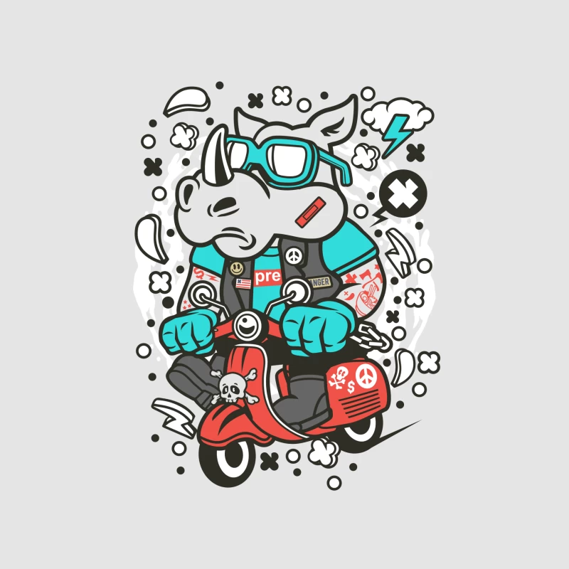 Rhinocéros Motard sur Scooter Homme Sweat à capuche