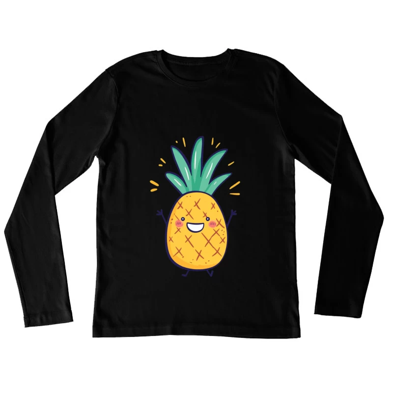Cute Smiling Cartoon Pineapple Vector Illustration Female Long Sleeve T-Shirt
