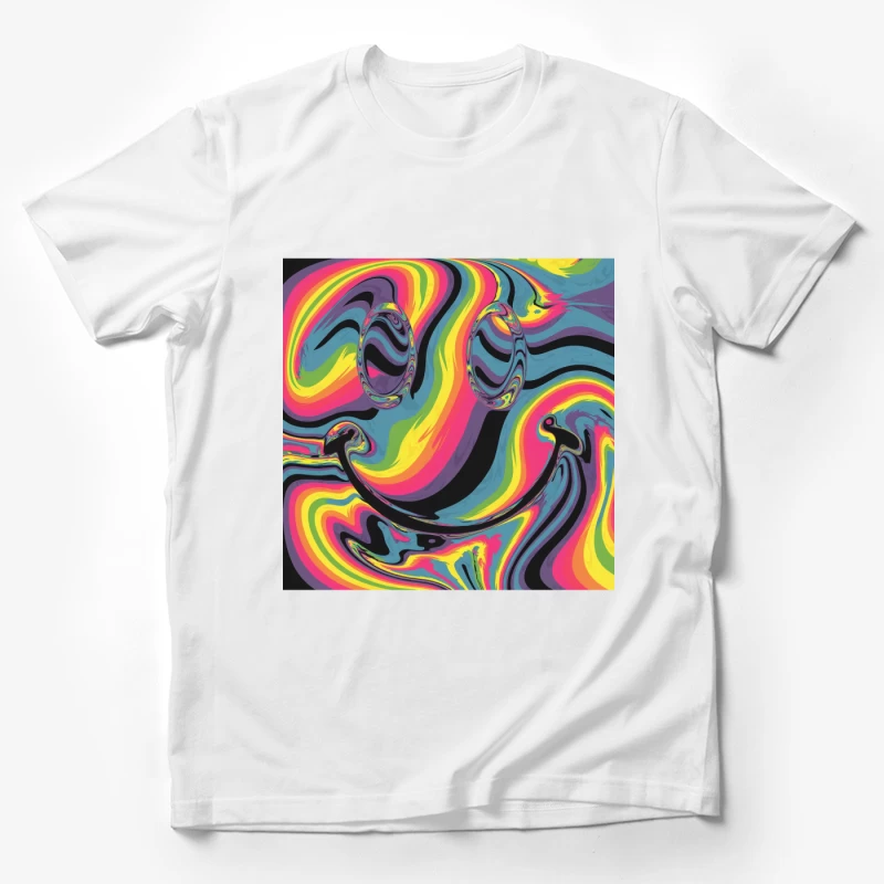 Vibrant Psychedelic Swirls: A Surreal Abstract Digital Artwork Male T-Shirt