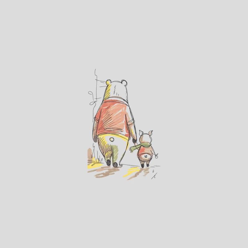 Winnie the Pooh and Piglet: A Sketchy Watercolor Walk Baseball Cap